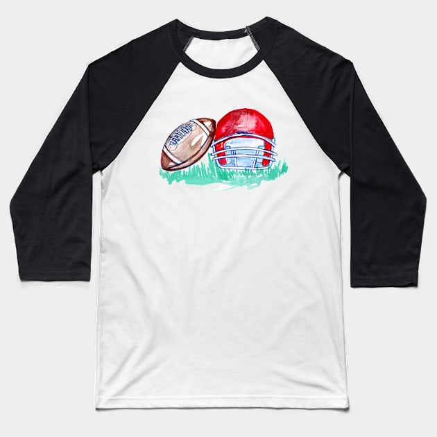 Football and helmet Baseball T-Shirt by unique_design76